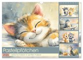 Pastellpfötchen. Liebliche Katzen in sanften Farben (Wandkalender 2026 DIN A3 quer), CALVENDO Monatskalender