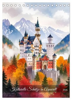 Cover Kulturelle Schätze in Aquarell (Tischkalender 2026 DIN A5 hoch), CALVENDO Monatskalender