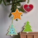 Bastelset - Stickanhänger Herz, Stern & Tanne