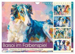 Cover Barsoi im Farbenspiel. Elegante Windhunde in moderner Öloptik (Wandkalender 2026 DIN A4 quer), CALVENDO Monatskalender