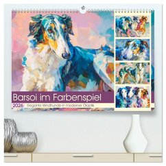 Cover Barsoi im Farbenspiel. Elegante Windhunde in moderner Öloptik (hochwertiger Premium Wandkalender 2026 DIN A2 quer), Kunstdruck in Hochglanz