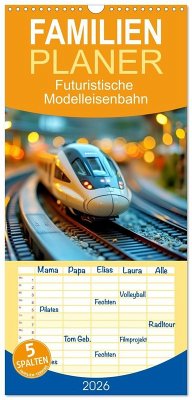 Cover Familienplaner 2026 - Futuristische Modelleisenbahn mit 5 Spalten (Wandkalender, 21 x 45 cm) CALVENDO