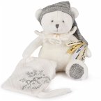 Schmusetuch mit Schnullerhalter Bär silber 20cm