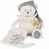 Schmusetuch mit Schnullerhalter Bär silber 20cm