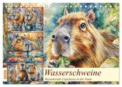 Cover Wasserschweine. Bezaubernde Capybaras in der Natur (Tischkalender 2026 DIN A5 quer), CALVENDO Monatskalender