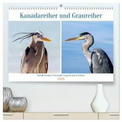 Kanadareiher und Graureiher (hochwertiger Premium Wandkalender 2026 DIN A2 quer), Kunstdruck in Hochglanz Kanadareiher und Graureiher (hochwertiger Premium Wandkalender 2026 DIN A2 quer), Kunstdruck in Hochglanz