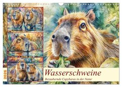 Cover Wasserschweine. Bezaubernde Capybaras in der Natur (Wandkalender 2026 DIN A3 quer), CALVENDO Monatskalender