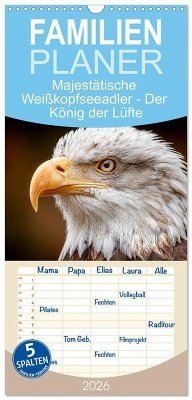 Cover Familienplaner 2026 - Majestätische Weißkopfseeadler - Der König der Lüfte mit 5 Spalten (Wandkalender, 21 x 45 cm) CALVENDO