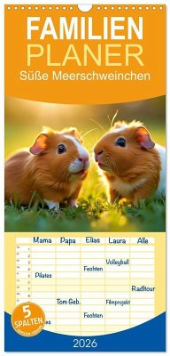 Cover Familienplaner 2026 - Süße Meerschweinchen mit 5 Spalten (Wandkalender, 21 x 45 cm) CALVENDO