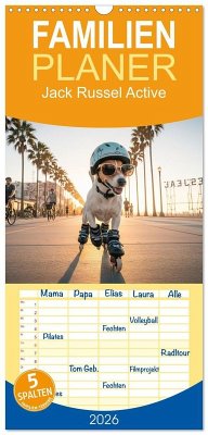 Cover Familienplaner 2026 - Jack Russel Active mit 5 Spalten (Wandkalender, 21 x 45 cm) CALVENDO