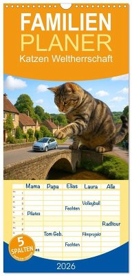 Cover Familienplaner 2026 - Katzen Weltherrschaft mit 5 Spalten (Wandkalender, 21 x 45 cm) CALVENDO