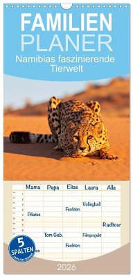 Familienplaner 2026 - Namibias faszinierende Tierwelt mit 5 Spalten (Wandkalender, 21 x 45 cm) CALVENDO