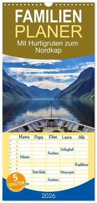 Familienplaner 2026 - Mit Hurtigruten zum Nordkap mit 5 Spalten (Wandkalender, 21 x 45 cm) CALVENDO