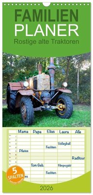 Cover Familienplaner 2026 - Rostige alte Traktoren mit 5 Spalten (Wandkalender, 21 x 45 cm) CALVENDO