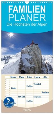 Cover Familienplaner 2026 - Die Höchsten der Alpen mit 5 Spalten (Wandkalender, 21 x 45 cm) CALVENDO