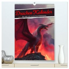 Cover Drachen Kalender - ein Jahr mit mystischen Fabelwesen (hochwertiger Premium Wandkalender 2026 DIN A2 hoch), Kunstdruck in Hochglanz