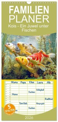 Familienplaner 2026 - Kois - Ein Juwel unter Fischen mit 5 Spalten (Wandkalender, 21 x 45 cm) CALVENDO