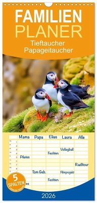 Cover Familienplaner 2026 - Tieftaucher Papageitaucher mit 5 Spalten (Wandkalender, 21 x 45 cm) CALVENDO