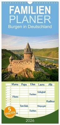 Cover Familienplaner 2026 - Burgen in Deutschland mit 5 Spalten (Wandkalender, 21 x 45 cm) CALVENDO