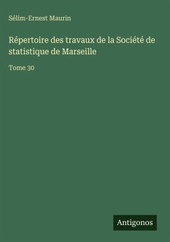 Cover Répertoire des travaux de la Société de statistique de Marseille