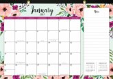 2027 Floral Desk Pad and Wall Calendar (11 X 17) - (12-Month Calendar with 152 Bonus Stickers!)