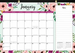 Cover 2027 Floral Desk Pad and Wall Calendar (11 X 17) - (12-Month Calendar with 152 Bonus Stickers!)