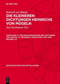 Cover Die Spruchsammlung des Göttinger Cod. Philos. 21, Teilband 1: Einleitung, Text der Bücher I-IV (eBook, PDF)