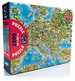 Puzzle De.tail Europa-Karte (1000 Teile) DT1000-16 - Roter Käfer; Fresh Ideas