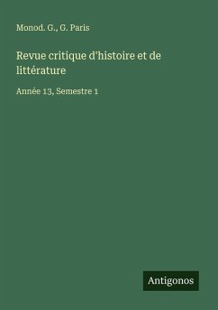Cover Revue critique d'histoire et de littérature