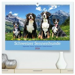 Schweizer Sennenhunde - Appenzeller - Berner - Entlebucher - Große Schweizer (hochwertiger Premium Wandkalender 2026 DIN A2 quer), Kunstdruck in Hochglanz Schweizer Sennenhunde - Appenzeller - Berner - Entlebucher - Große Schweizer (hochwertiger Premium Wandkalender 2026 DIN A2 quer), Kunstdruck in Hochglanz