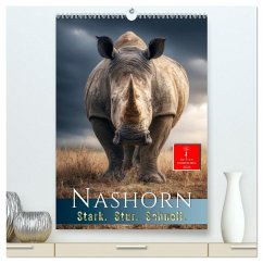 Nashorn - Stark. Stur. Schnell. (hochwertiger Premium Wandkalender 2026 DIN A2 hoch), Kunstdruck in Hochglanz