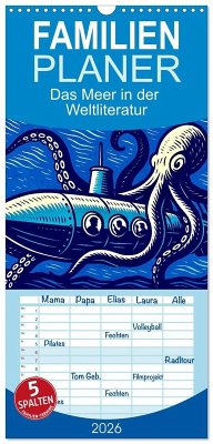 Cover Familienplaner 2026 - Das Meer in der Weltliteratur mit 5 Spalten (Wandkalender, 21 x 45 cm) CALVENDO