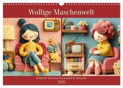 Wollige Maschenwelt. Gestrickte Harmonie für gemütliche Momente (Wandkalender 2026 DIN A3 quer), CALVENDO Monatskalender