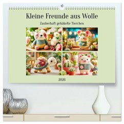 Kleine Freunde aus Wolle. Zauberhaft gehäkelte Tierchen (hochwertiger Premium Wandkalender 2026 DIN A2 quer), Kunstdruck in Hochglanz