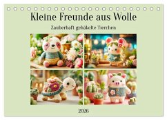 Kleine Freunde aus Wolle. Zauberhaft gehäkelte Tierchen (Tischkalender 2026 DIN A5 quer), CALVENDO Monatskalender