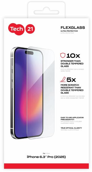 Tech21 FlexGlass Ultra Clear for iPhone 17 Pro Clear