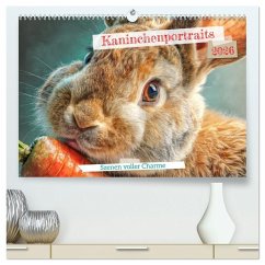 Kaninchenportraits - Szenen voller Charme (hochwertiger Premium Wandkalender 2026 DIN A2 quer), Kunstdruck in Hochglanz