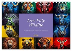 Low Poly Wildlife (Wandkalender 2026 DIN A3 quer), CALVENDO Monatskalender