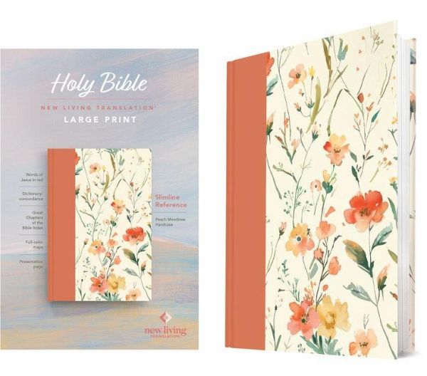 NLT Large Print Slimline Reference Bible (Hardcover, Peach Meadows, Red Letter)