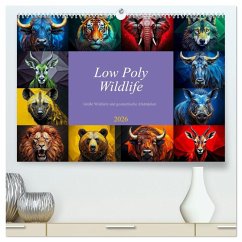Cover Low Poly Wildlife (hochwertiger Premium Wandkalender 2026 DIN A2 quer), Kunstdruck in Hochglanz