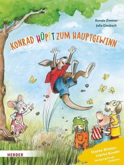 Cover Konrad Känguru und Rita Rennmaus. Konrad hüpft zum Hauptgewinn
