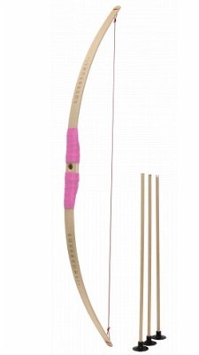 BestSaller 1275 - Kinder-Bogen mit Loch inkl. 3 Pfeilen, Buchenholz, 80cm, Holz-Bogen, Griff mit pinker Kunststoffwickelung BestSaller 1275 - Kinder-Bogen mit Loch inkl. 3 Pfeilen, Buchenholz, 80cm, Holz-Bogen, Griff mit pinker Kunststoffwickelung