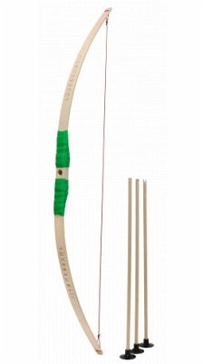 BestSaller 1274 - Kinder-Bogen mit Loch inkl. 3 Pfeilen, Buchenholz, 80cm, Holz-Bogen, Griff mit grüner Kunststoffwickelung BestSaller 1274 - Kinder-Bogen mit Loch inkl. 3 Pfeilen, Buchenholz, 80cm, Holz-Bogen, Griff mit grüner Kunststoffwickelung