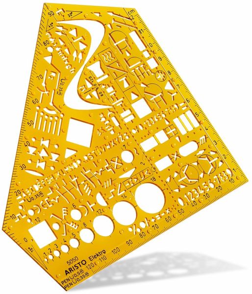 ARISTO Schablone Schulwinkel Elektro Format 155 x 155 mm, Tuschenoppen ARISTO Schablone Schulwinkel Elektro Format 155 x 155 mm, Tuschenoppen