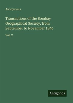 Cover Transactions of the Bombay Geographical Society, from September to November 1840