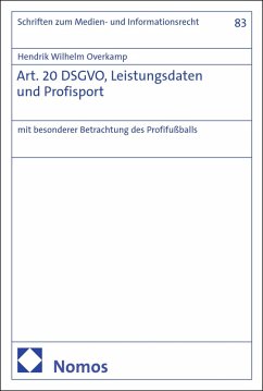 Cover Art. 20 DSGVO, Leistungsdaten und Profisport (eBook, PDF)