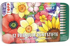 Colorful World Designdose mit 12 Buntstiften