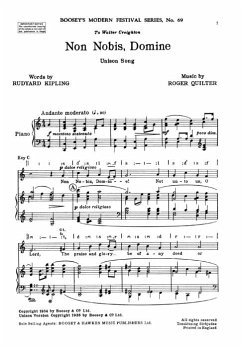 Non Nobis, Domine Chor unisono und Klavier Chorpartitur