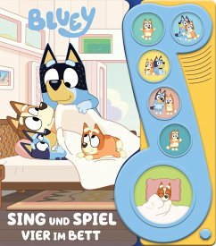 Cover Bluey - Sing und spiel: Vier im Bett - Liederbuch mit Sound - Pappbilderbuch mit 6 Melodien