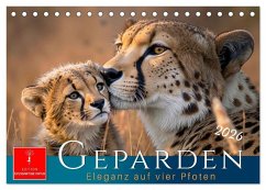 Geparden - Eleganz auf vier Pfoten (Tischkalender 2026 DIN A5 quer), CALVENDO Monatskalender